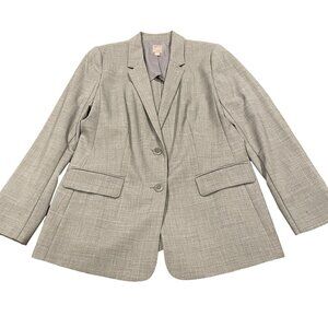 J. Jill Blazer Jacket Sz 10 Heather Gray Wool Two-Button Lightweight Academia